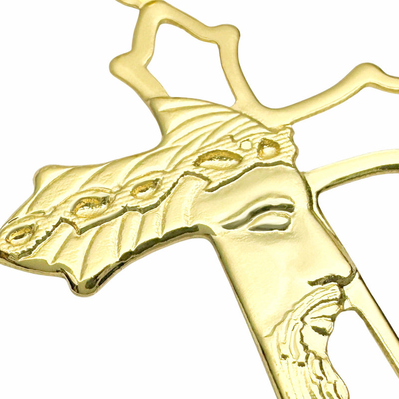 Pingente Crucifixo Face de Cristo Vazado - (Banho Ouro 18k)