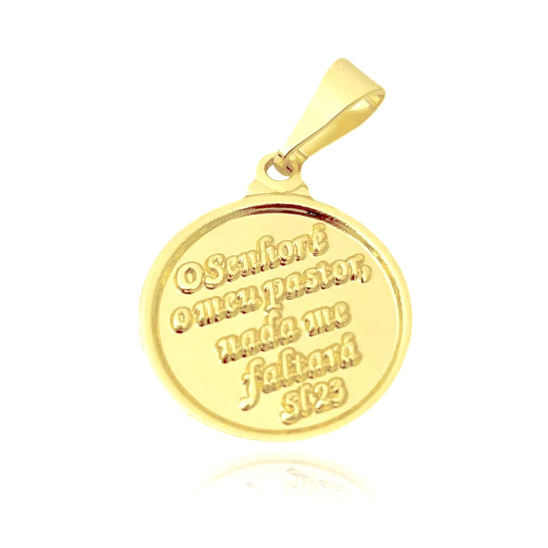 Pingente Medalha "O Senhor é Meu Pastor" - (Banho Ouro 18k)